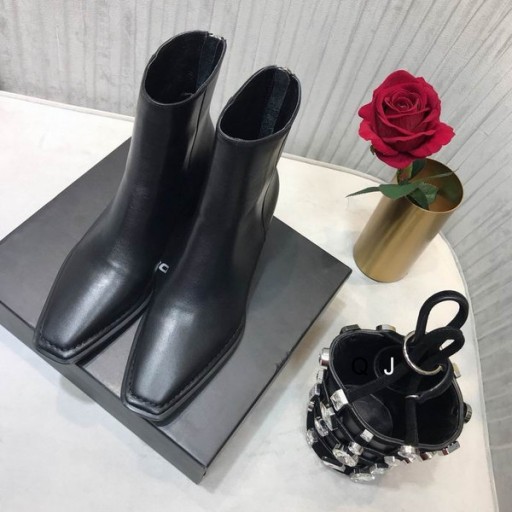 Alexander Wang Women's Black Zip Boots With Block Heel In Leather