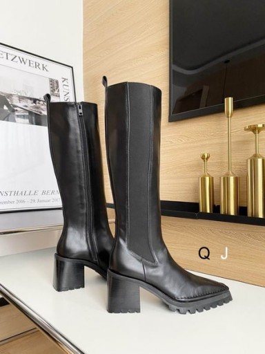 Alexander Wang Women's Black Zip High Boots With Block Heel In Leather