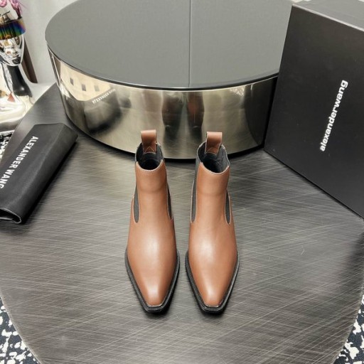 Alexander Wang Women's Slick Smooth Leather Ankle Boots in Brown