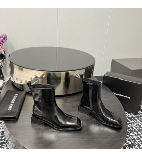 Alexander Wang Mulheres Throttie patente de Couro, Ankle Boots Preto