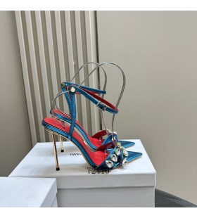 Alexander Wang Női Bőr Boka Heveder Hegyes Stiletto Toe Szandál Kék