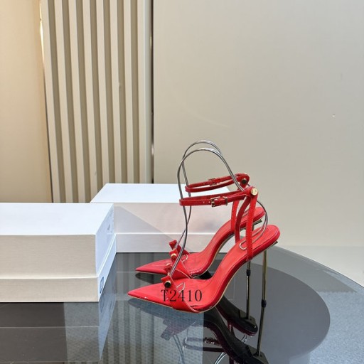 Alexander Wang Mban Dearg Bun Rúitín Strap Ard-heeled Sandals Dearg