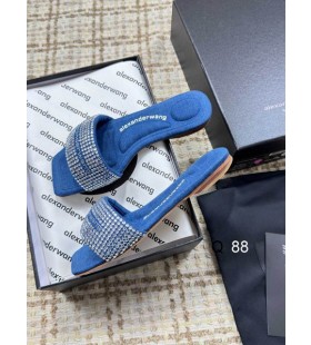 Alexander Wang Mban Gorm Satin & Crystal Hotfix Vy Sandals