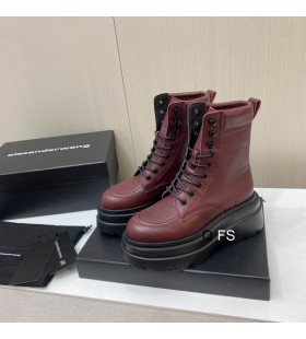 Alexander Wang Women's Burgundy Thick-Soled Martin Boots In Leather