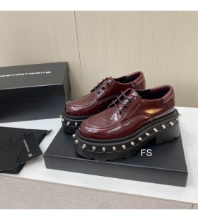 Alexander Wang Mban Carter Ardán Leathar Loafers Le Seamanna I Burgúine