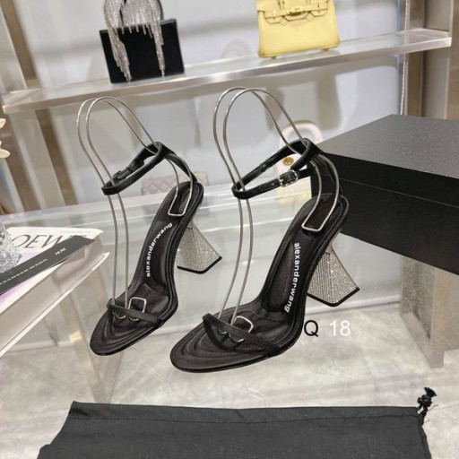 Alexander Wang Donna Sandali Con Strass Tacco Grosso Nero Vendita