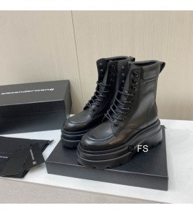 Alexander Wang Donna Nero Spessa Suola Martin Stivali In Pelle
