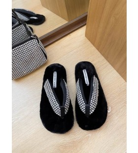 Alexander Wang di Cristallo Donne Sandali Infradito Nero