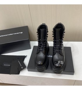 Alexander Wang Women's Black Thick-Soled Martin Boots In Leather