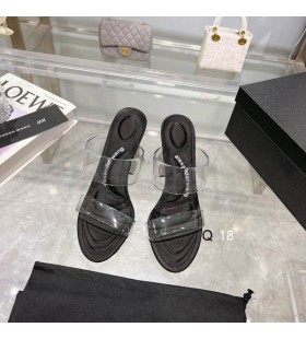 Damskie Sandały Alexander Wang Z Przezroczystymi Paskami, Japonki Z Cekinami Na Ogromnej Obcasie W Kolorze Czarnym