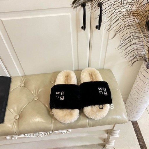 Alexander Wang Femei Pufos Sandale În Negru Și Bej