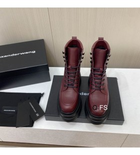 Alexander Wang Femei Visiniu cu Talpi Groase Martin Cizme Din Piele