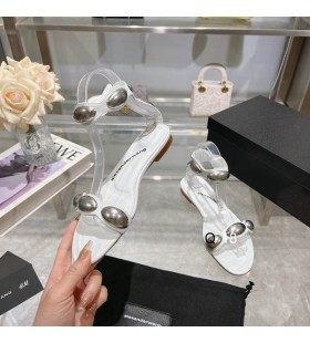 Alexander Wang Femei Dom Plat Sandale din Piele In Alb