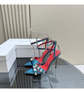 Alexander Wang Femei din Piele de Curea Glezna Subliniat Toe Stilet Sandale În Albastru