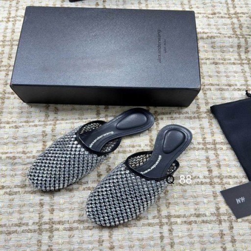 Alexander Wang Women's Sandals With Rhinestones In Black/Silver