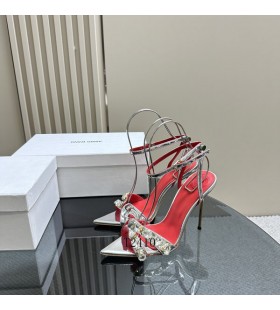 Ženske Sandale Alexander Wang S kožnim remenom na щиколотке I oštrim vrhom Na ukosnica Srebrne boje