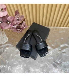 Ženske sandale Alexander Wang Vy Slide Iz crne ovčje kože