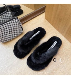 Alexander Wang Kvinnors Faux Päls Thong Sandal I Svart