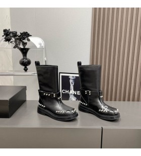 Alexander Wang Mujeres de Negro Tachonado de la mitad de la Pantorrilla Botas Con forro Polar En Cuero