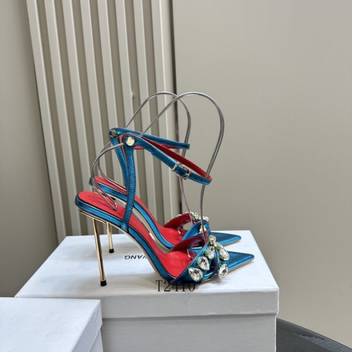 Alexander Wang Vrouwen Leather Enkelband Stiletto Spitse Teen Sandalen In Blauw