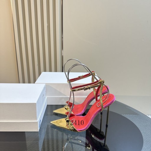 Alexander Wang Vrouwen Rode Onderkant Enkelbandje met Hoge hakken Sandalen In Goud/Geel