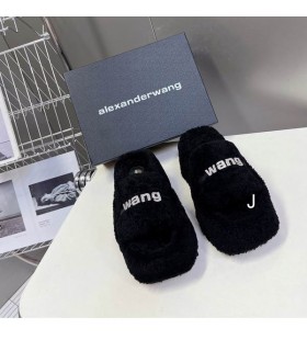 Alexander Wang Vrouwen Dikke Platform Dia ' s Met Logo In Zwart