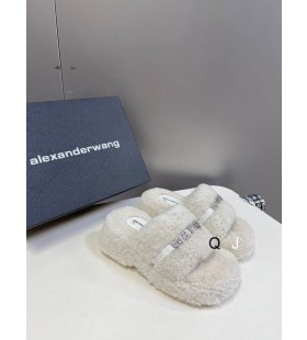 Alexander Wang Vrouwen Dikke Platform Dia ' s Met Logo In het Wit Voor Goedkope