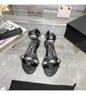 Alexander Wang Vrouwen Dome Platte Lederen Sandalen In Zwart