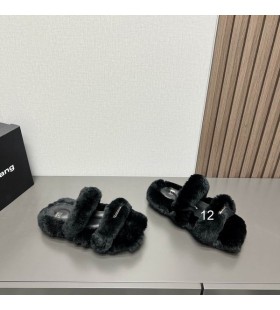 Alexander Wang Vrouwen Jay Konijn Bont Platform Dia ' s In Zwart