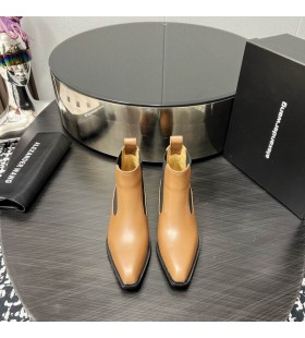 Alexander Wang Naisten Liukas Sileä Nahka Nilkan Saappaat Beige