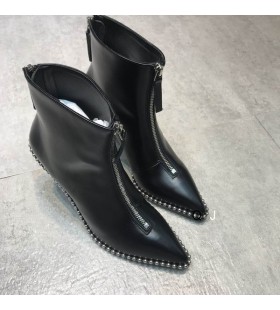 Alexander Wang Femme Noir Ferrara Zip Bottes En Cuir Avec des Perles