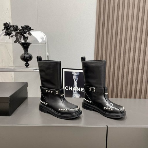 Alexander Wang γυναικεία Μαύρο Στερεωμένη Μέσα Μοσχάρι Μπότες Με Fleece Στο Δέρμα