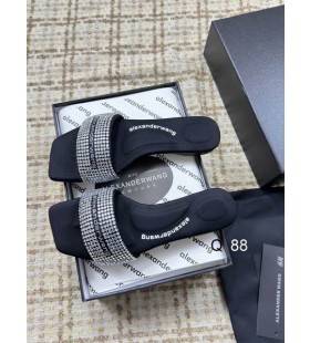 Alexander Wang γυναικεία Μαύρο Σατέν & το Κρύσταλλο επείγουσα Επιδιόρθωση Vy Σανδάλια